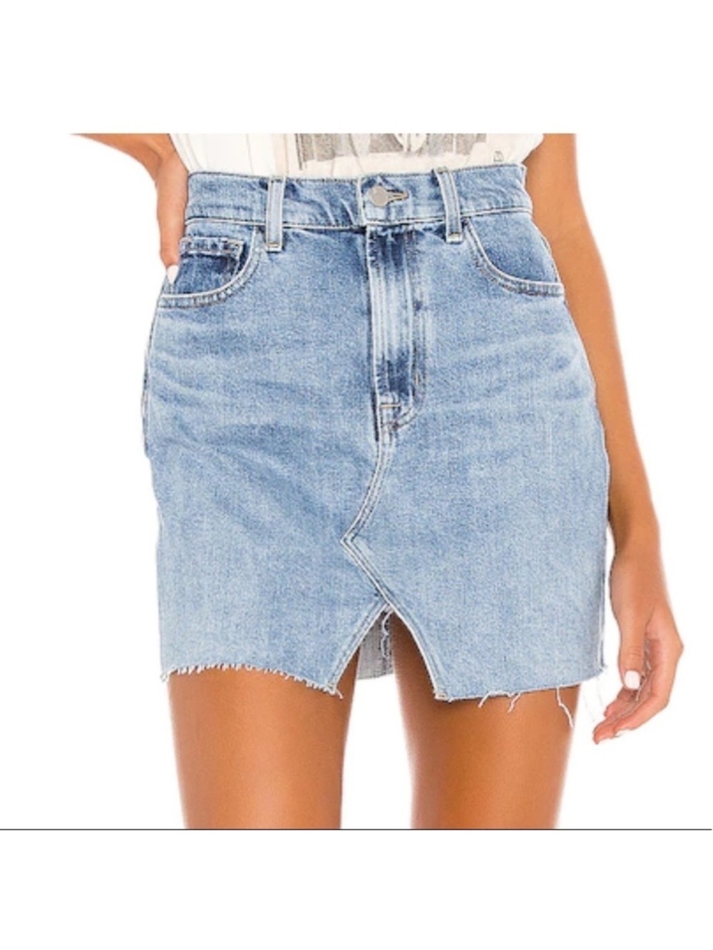 ā
NWT J Brand size 32 waist Jules High Rise Denim Skirt in light wash